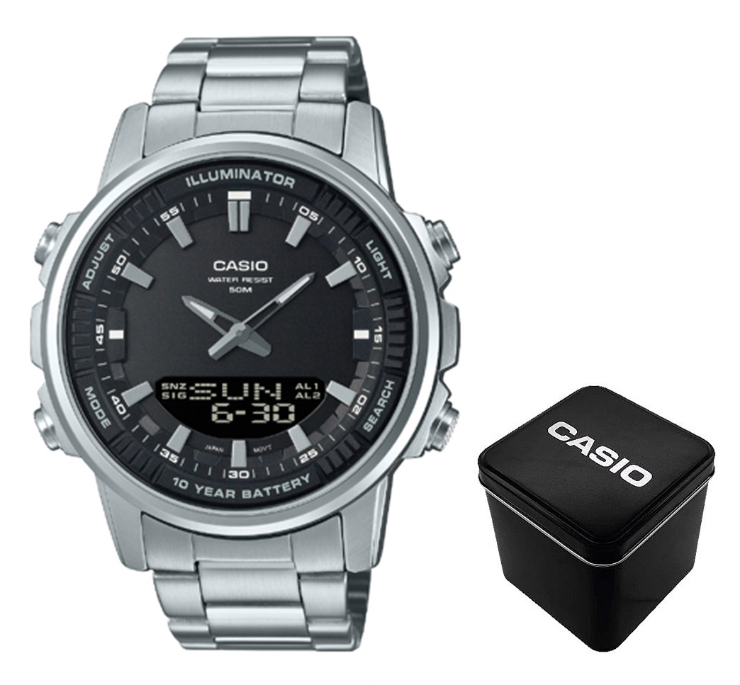 Класичний Чоловічий годинник Casio AMW-880D-1A стальний, водонепроникний, Японія