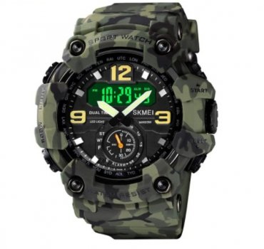 Чоловічий годинник Skmei 1637CMGN Camo Green.