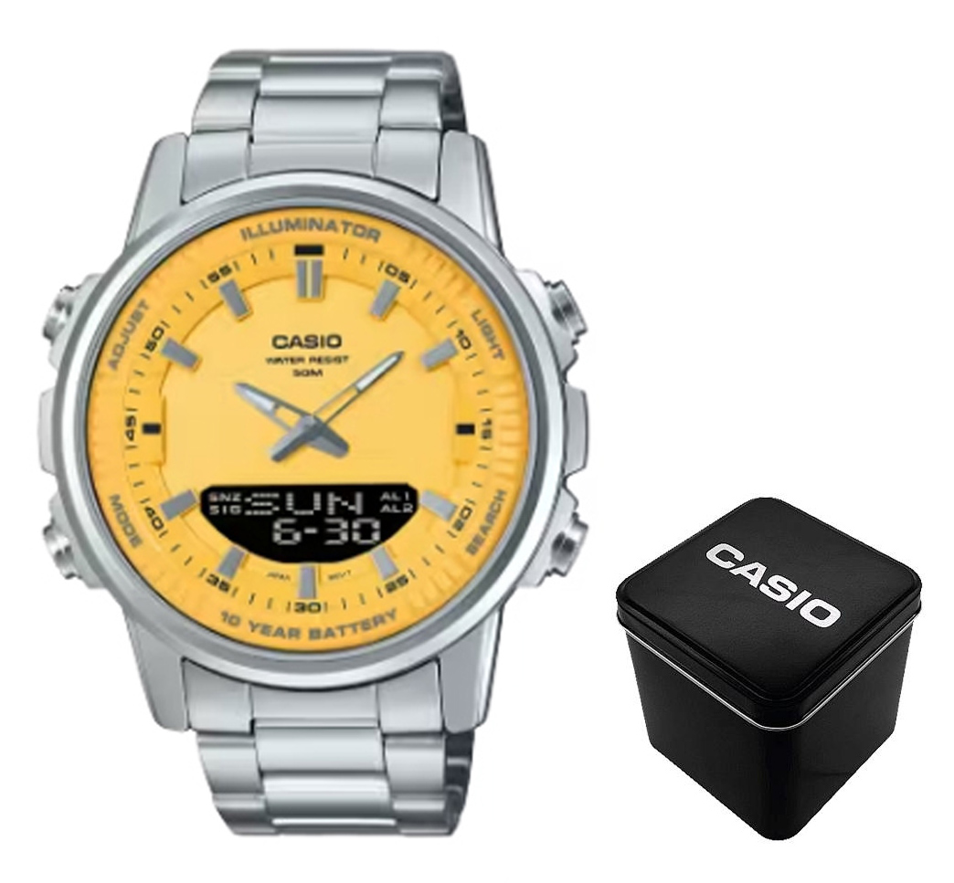 Класичний Чоловічий годинник Casio AMW-880D-9A стальний, водонепроникний, Японія