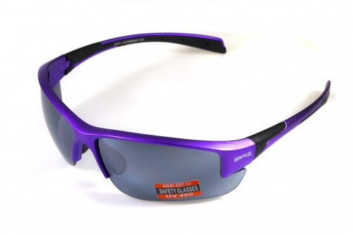 Окуляри захисні Global Vision Hercules-7 Metallic Purple (flash mirror), дзеркальні cірі  в оправі кольору фіолетовий металік