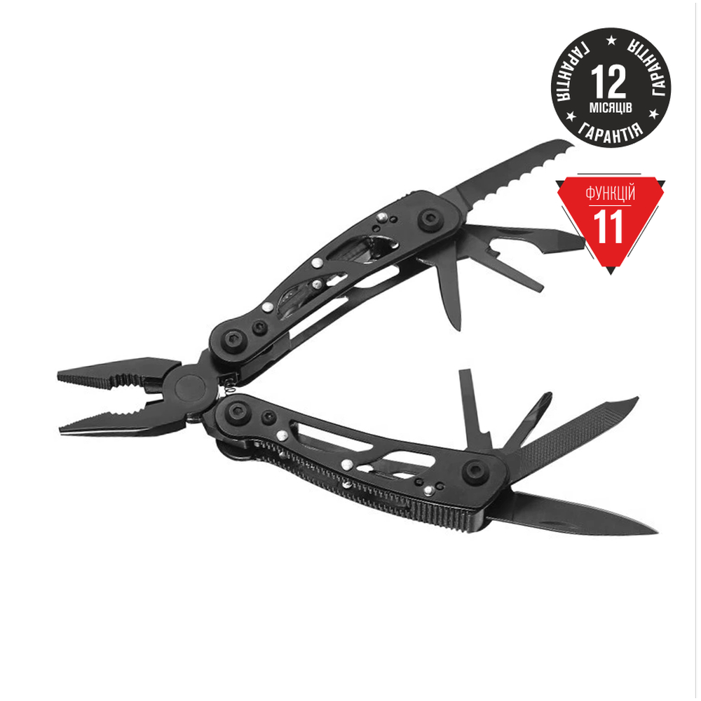 Мультитул Ganzo G104S, (11.4 см) 11 функцій, чорний + чохол