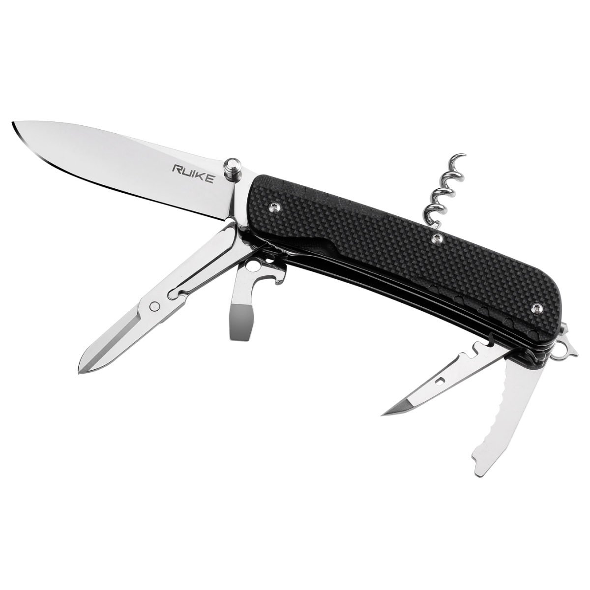 Багатофункціональний ніж Ruike Trekker LD31-B, (8.5 см) 12C27 / G10 чорний, 14 інстр.