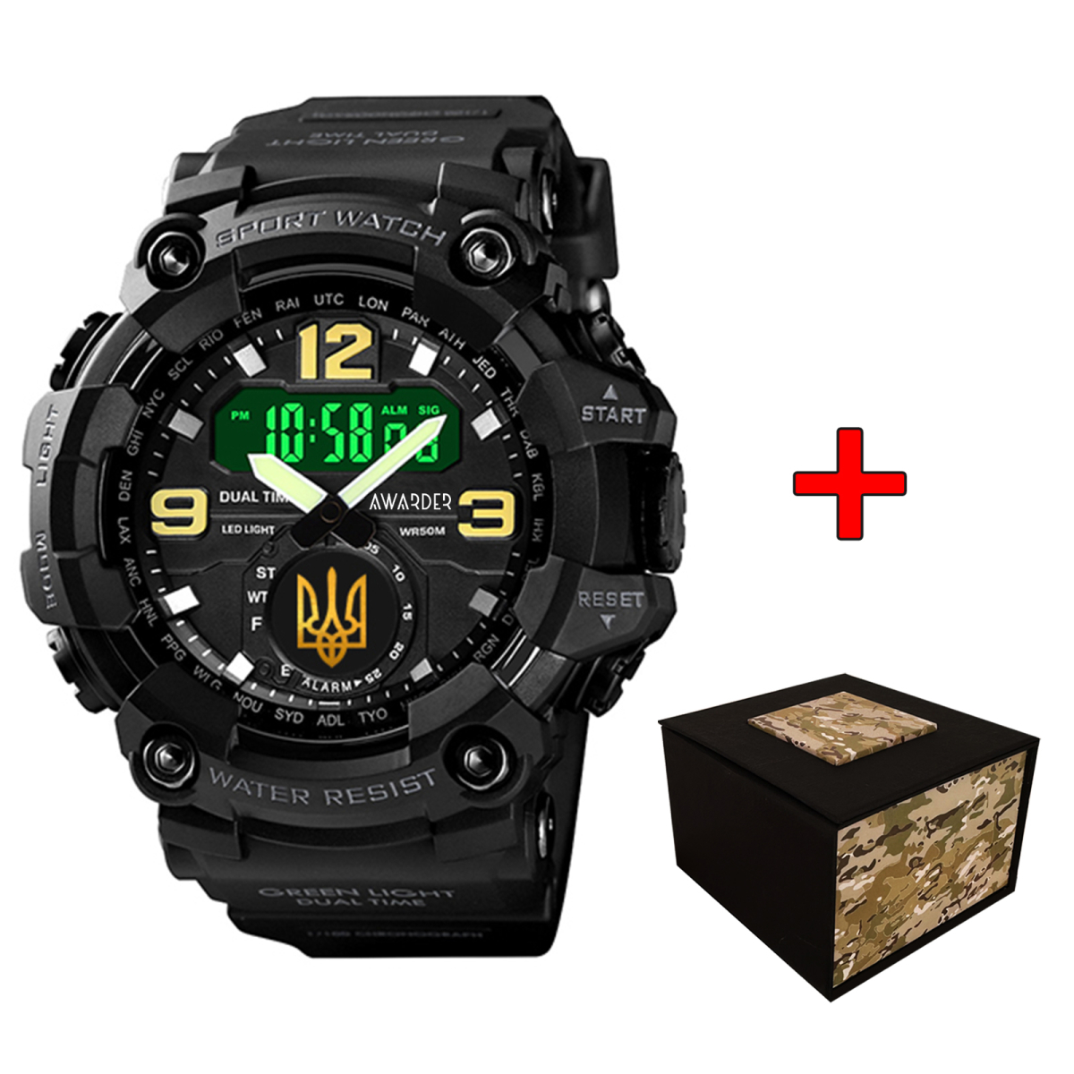 Чоловічий годинник Awarder 004 Тризуб золото Black