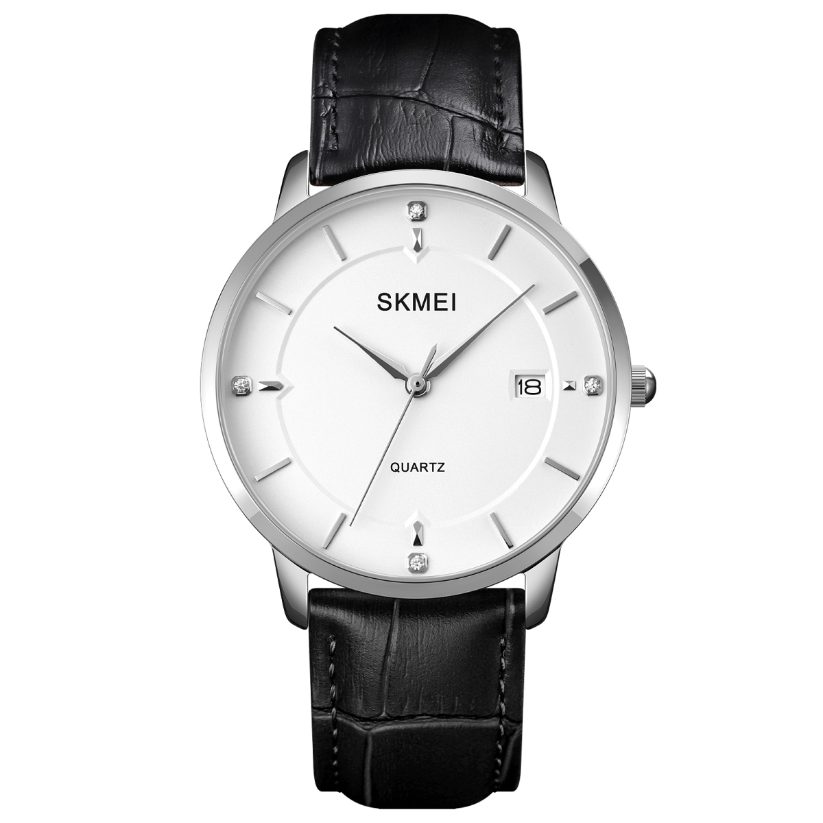 Чоловічий годинник Skmei 1801LSIWT Silver-Black White Leather