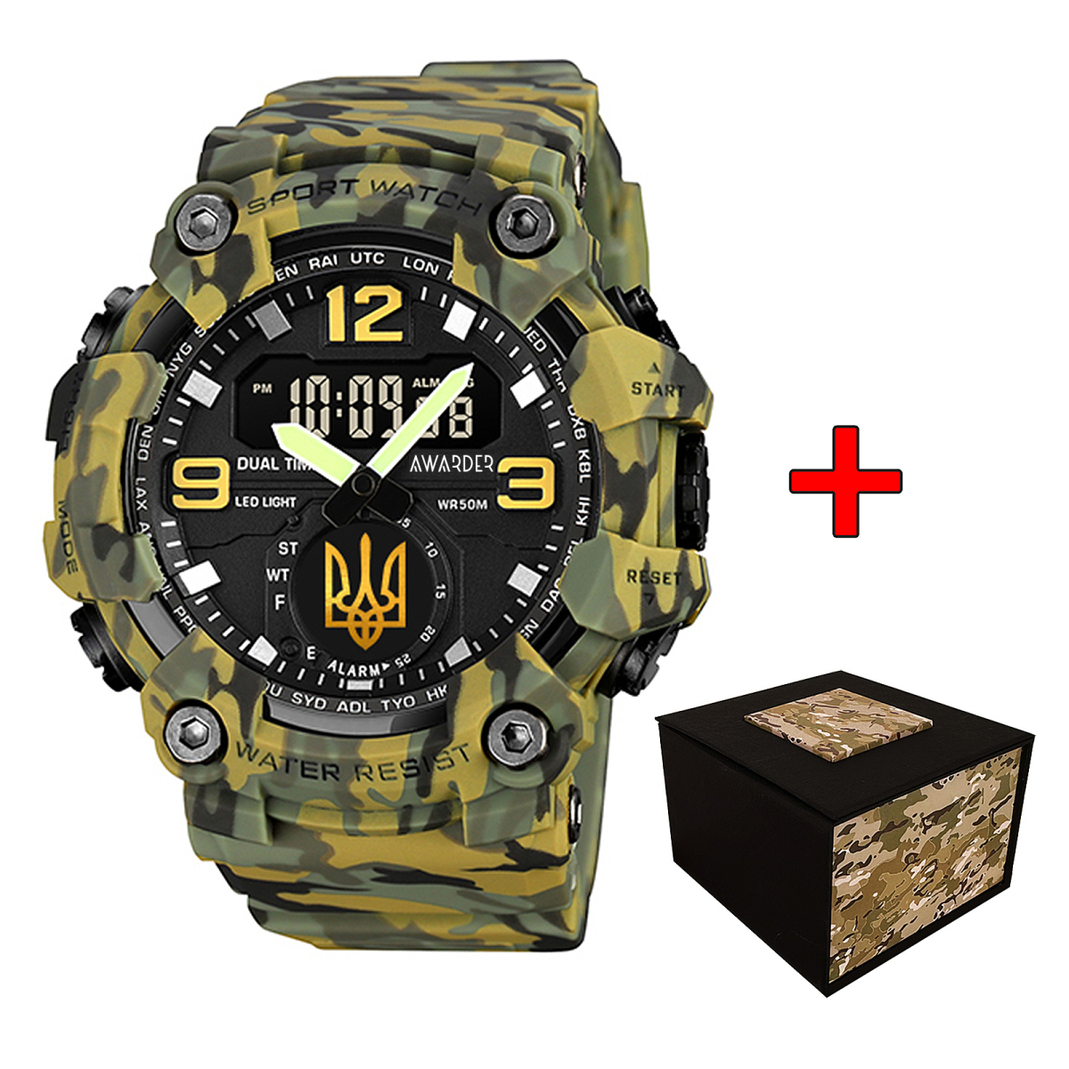 Чоловічий годинник Awarder 003 Тризуб золото Army Green
