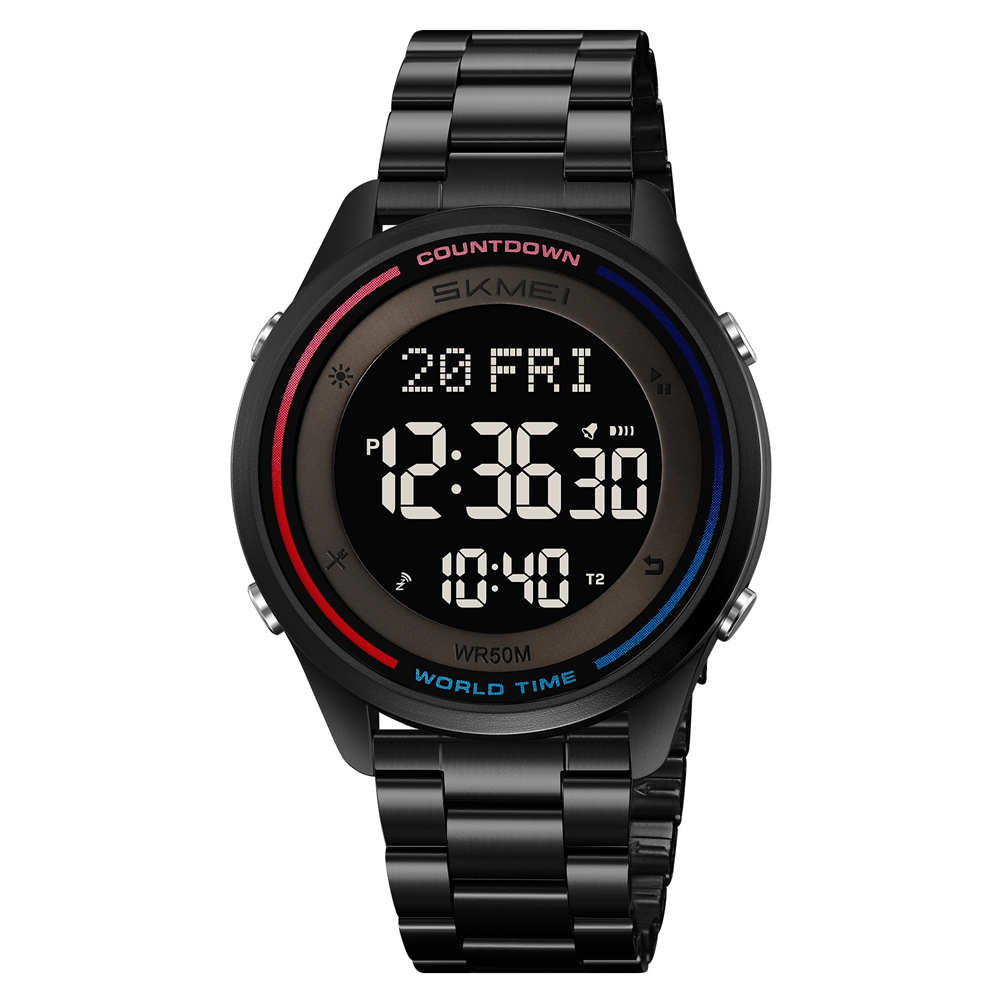 Спортивний чоловічий годинник Skmei 2412SBK Black Steel