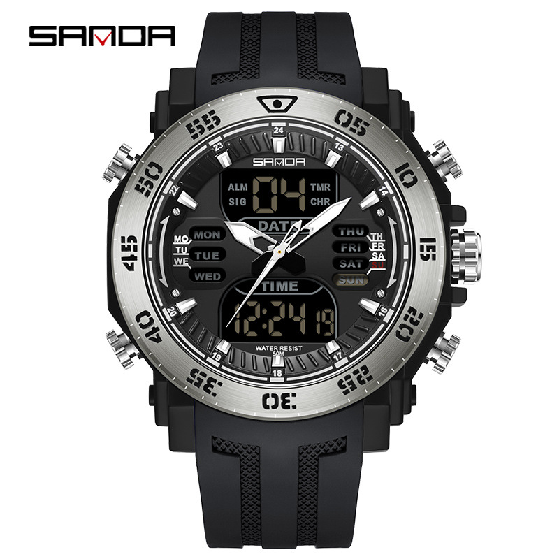 Чоловічий годинник Sanda 6029 Black-Silver