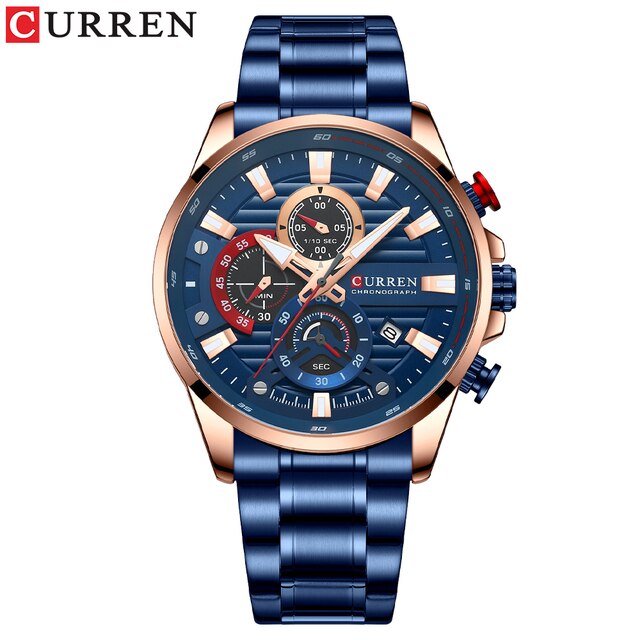 Чоловічий годинник Curren 8415 Blue-Gold