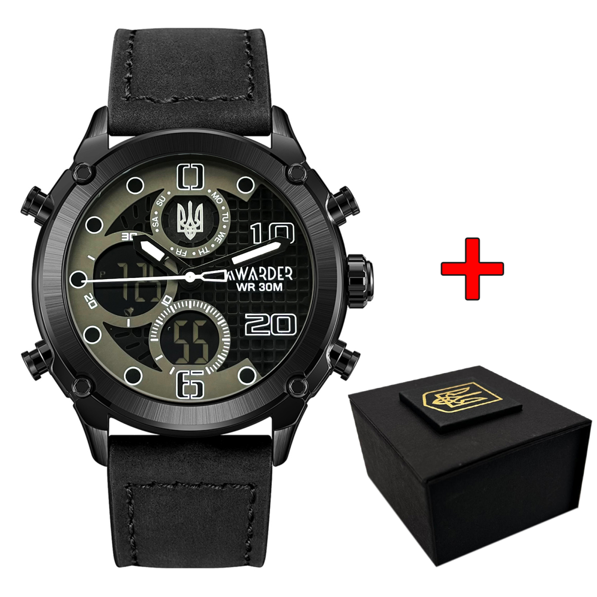 Чоловічий годинник Awarder 017 Тризуб срібло Black