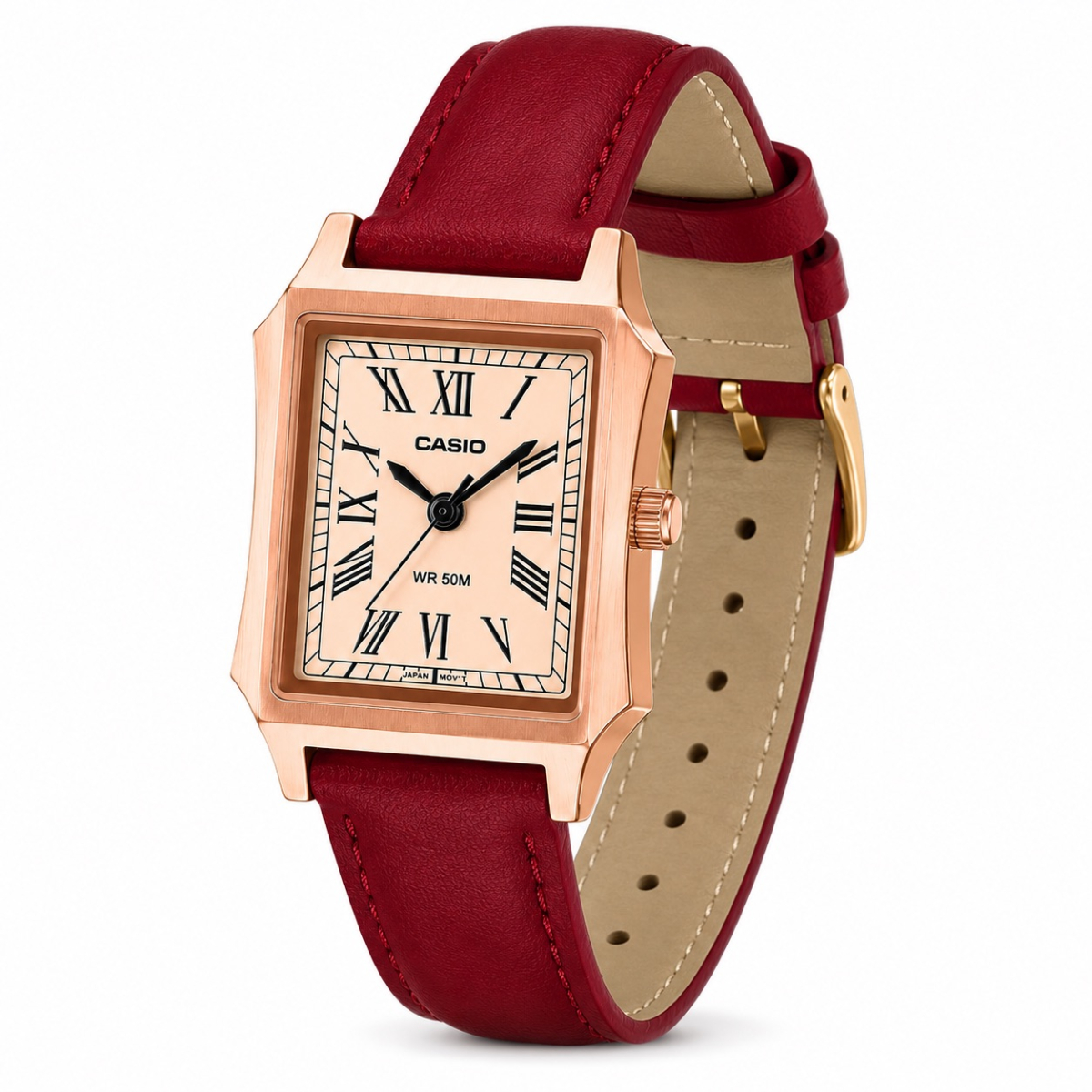 Жіночий годинник Casio LTP-B190RGL-4B з червоним ремінцем та корпусом рожеве золото - Зображення 2