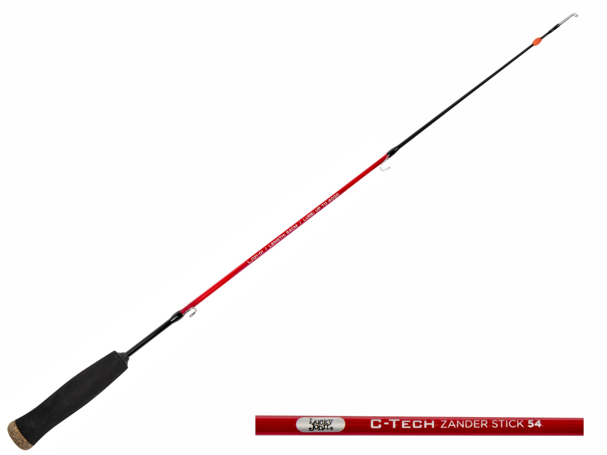 Вудка зимова цілісна Lucky John C-TECH ZANDER STICK (графіт,мотовило,до 40г) 54см