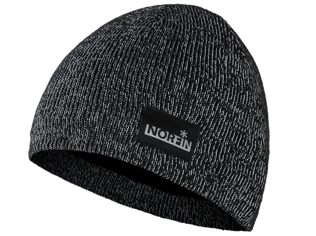 Шапка в'язана світловідбиваюча Norfin KOBOLD REFLECTIVE (100% акрил / підкл.фліс / чорна) р.XL