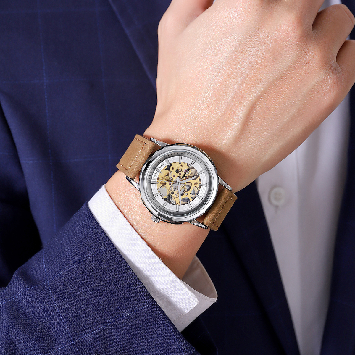 Skmei M035LSIDKBN Silver-Dark Brown Leather - Зображення 5