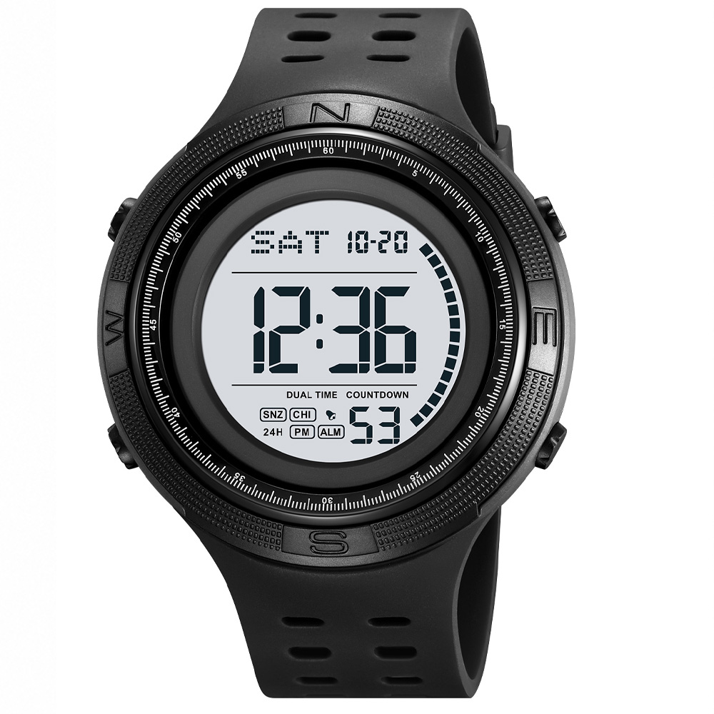 Наручний годинник Skmei 2708BKWT Black-White з цифровим дисплеєм та підсвіткою