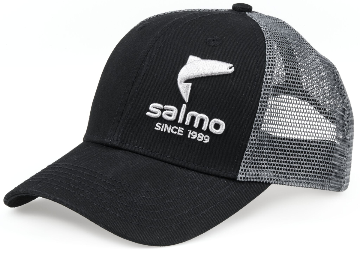 Бейсболка "SALMO SINCE 1986" BLACK (чорна / сіра, сітка) / AM-6019