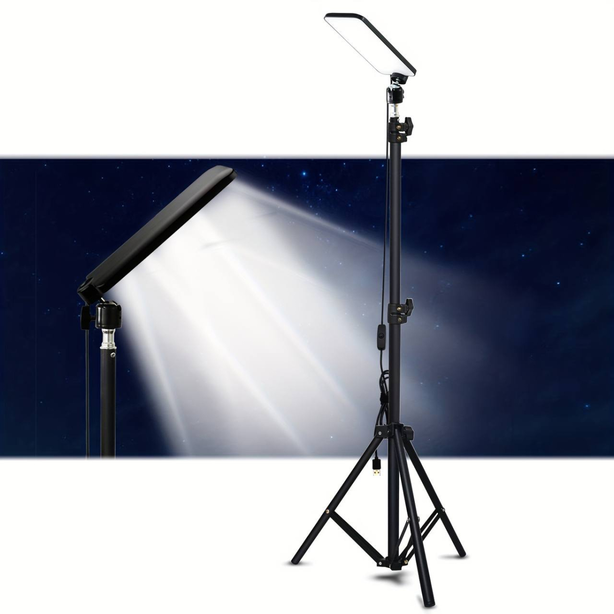 Портативний LED світильник- лампа 18W на штативі 1.8 м з USB живленням та регулюванням яскравості для кемпінгу - Зображення 10