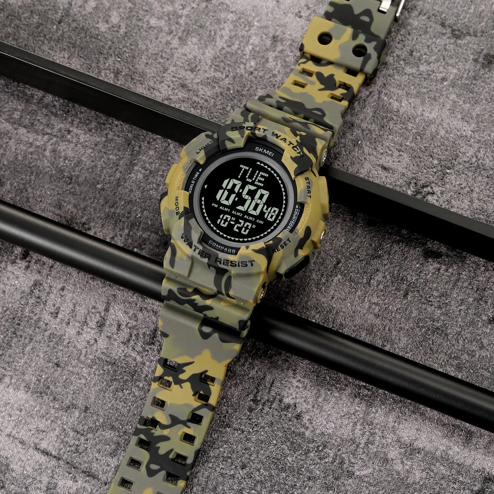 Skmei 2077AGCM Army Green Camo+Compass STOPPED - Зображення 4