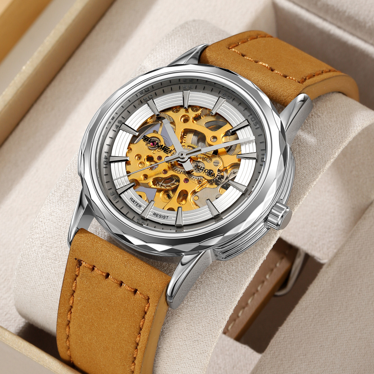 Skmei M035LSILTBN Silver-Light Brown Leather - Зображення 4