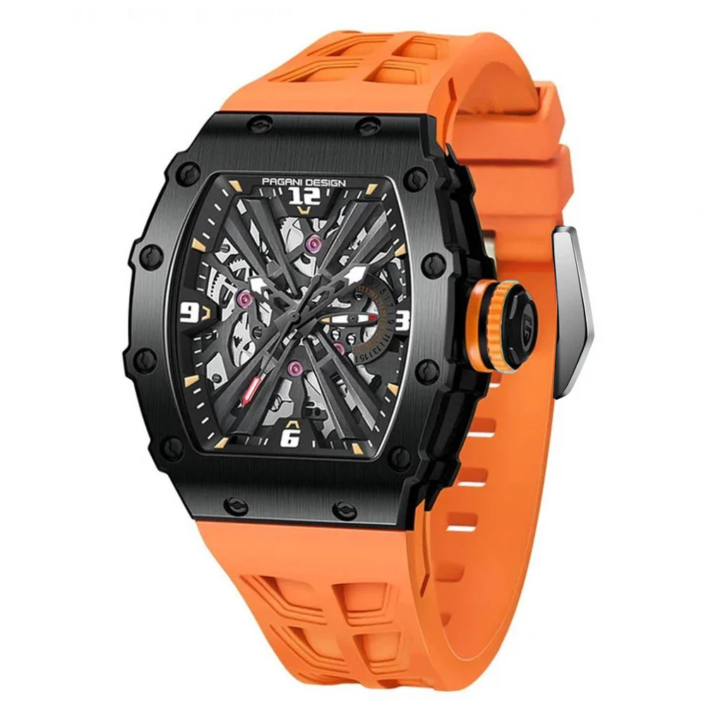 Чоловічий годинник Pagani Design PD-1738 Black-Orange-Silver - Зображення 2