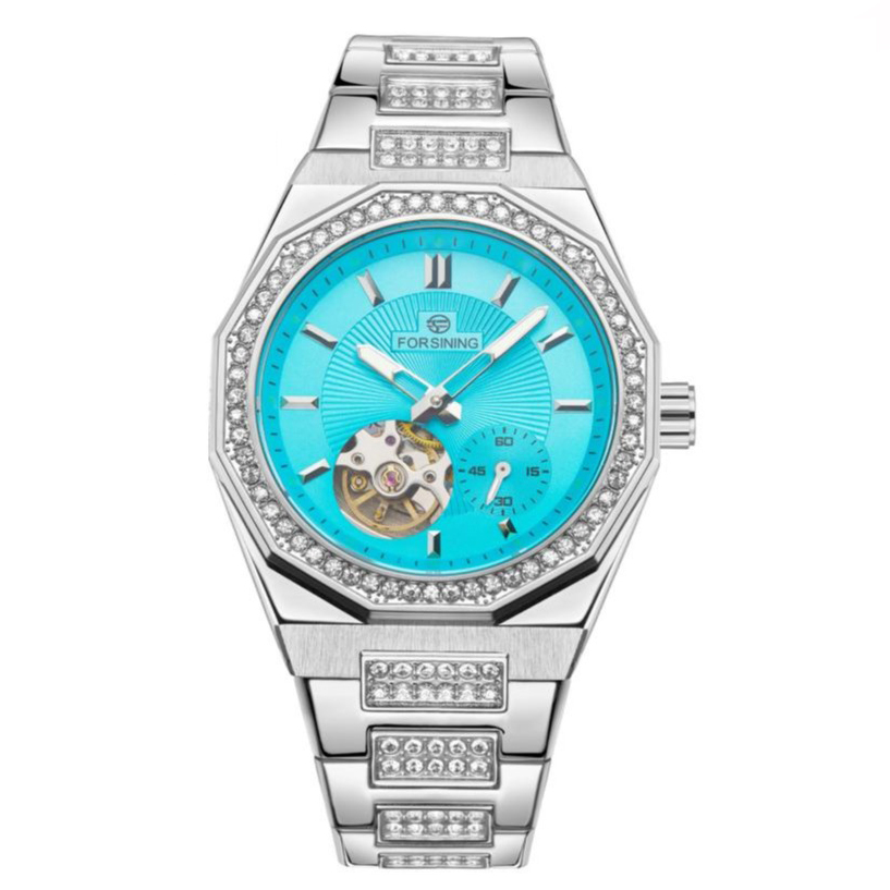 Наручний механічний годинник Forsining 8313 Silver-Blue Steel - Зображення 2
