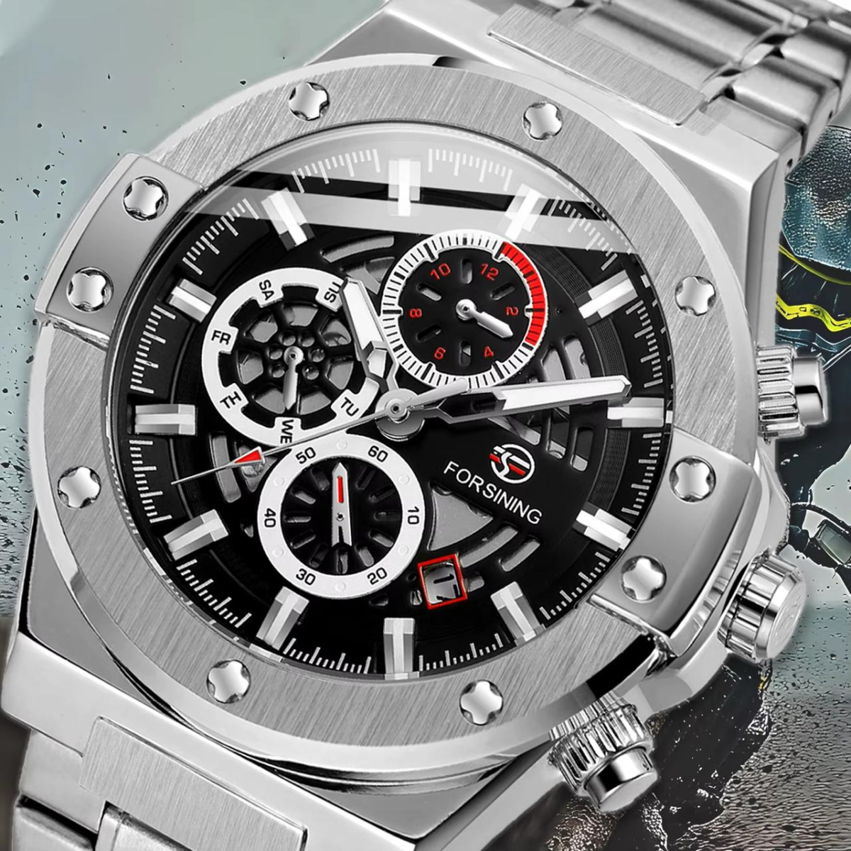 Forsining 6914 Silver-Black Steel - Зображення 3