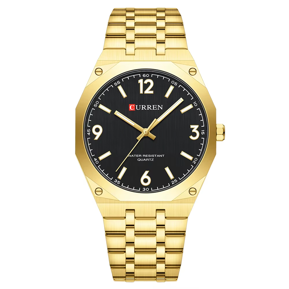 Чоловічий наручний годинник Curren 8504 Gold-Black у класичному стилі з золотистим корпусом - Зображення 2