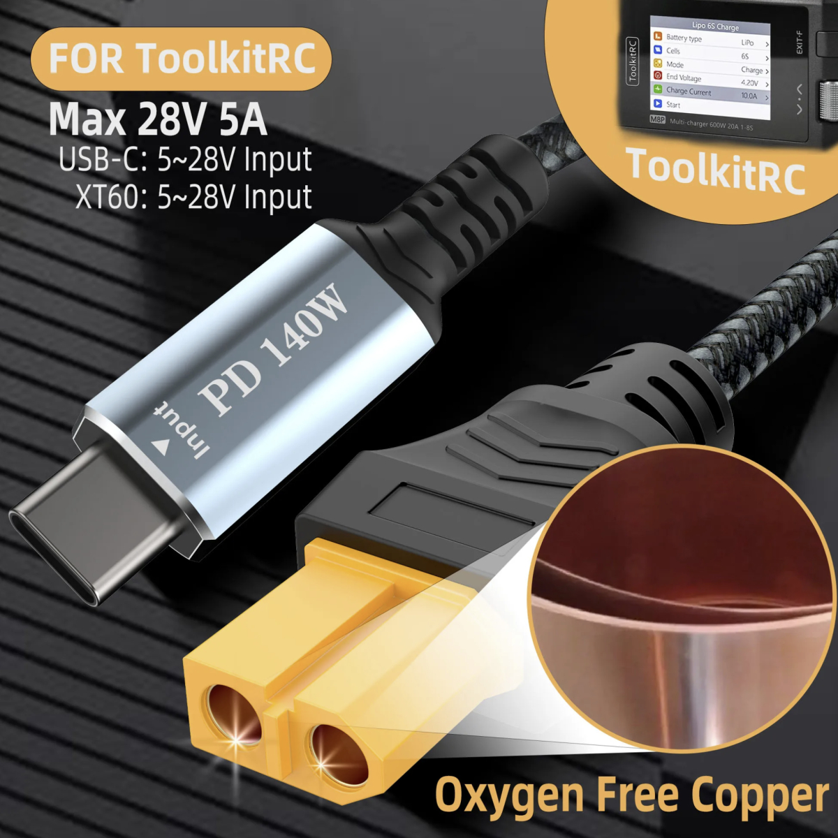 Кабель-перехідник USB Type-C до XT60 PD 140 Вт - Зображення 6