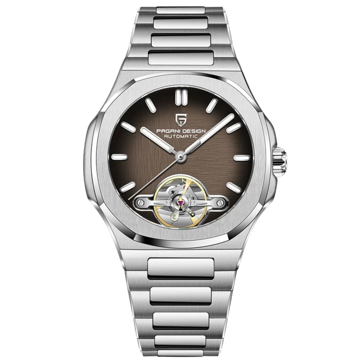 Чоловічий годинник Pagani Design PD-YS025 Silver-Brown