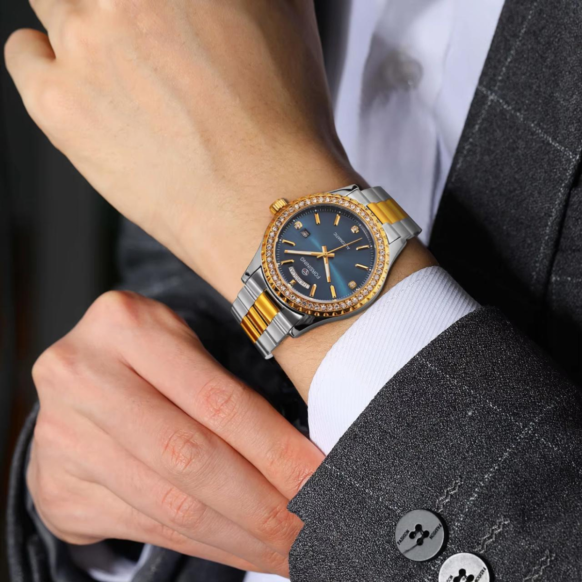 Forsining 6919 Silver-Gold-Blue Steel - Зображення 8