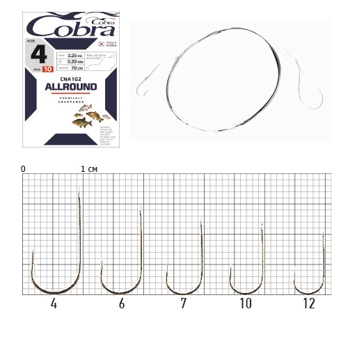 Гачок з повідцем Cobra ALLROUND (сер.CNA102/ 004) *10шт.