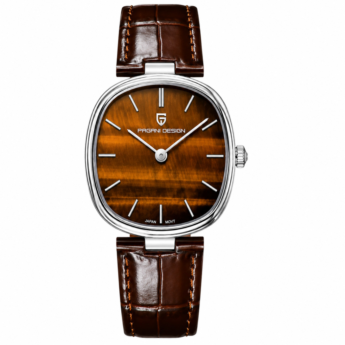 Жіночий годинник Pagani Design PD-1825 Silver-Brown Leather зі шкіряним ремінцем