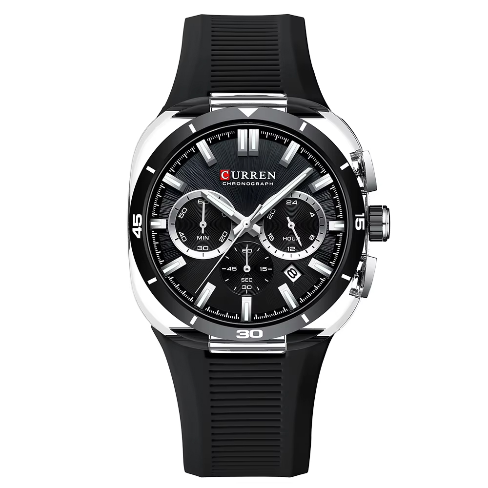 Чоловічий наручний годинник Curren 8502 Black-Silver у класичному стилі