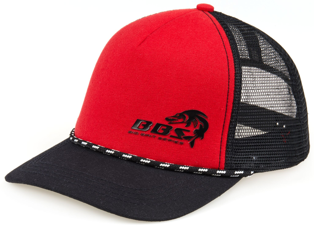 Бейсболка "LUCKY JOHN BBS" RED / BLACK (червона / чорна, сітка) / AM-6014