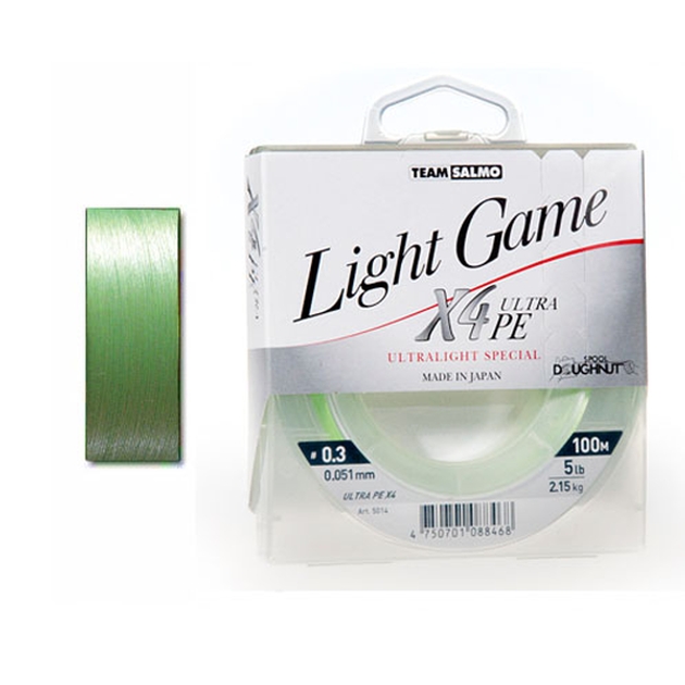 Жилка плетена Team Salmo LIGHT GAME FINE GREEN X4 UltraPE 100/0,064(#0,4) (інд.уп/ *6)