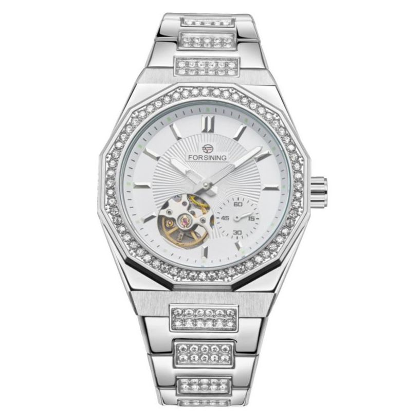 Наручний механічний годинник Forsining 8313 Silver-White Steel