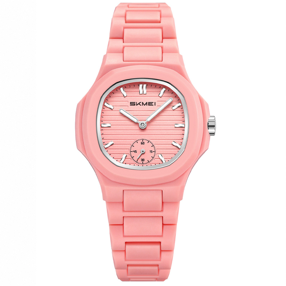 Жіночий годинник Skmei 2678PK Pink з рожевим ремінцем та кварцовим механізмом