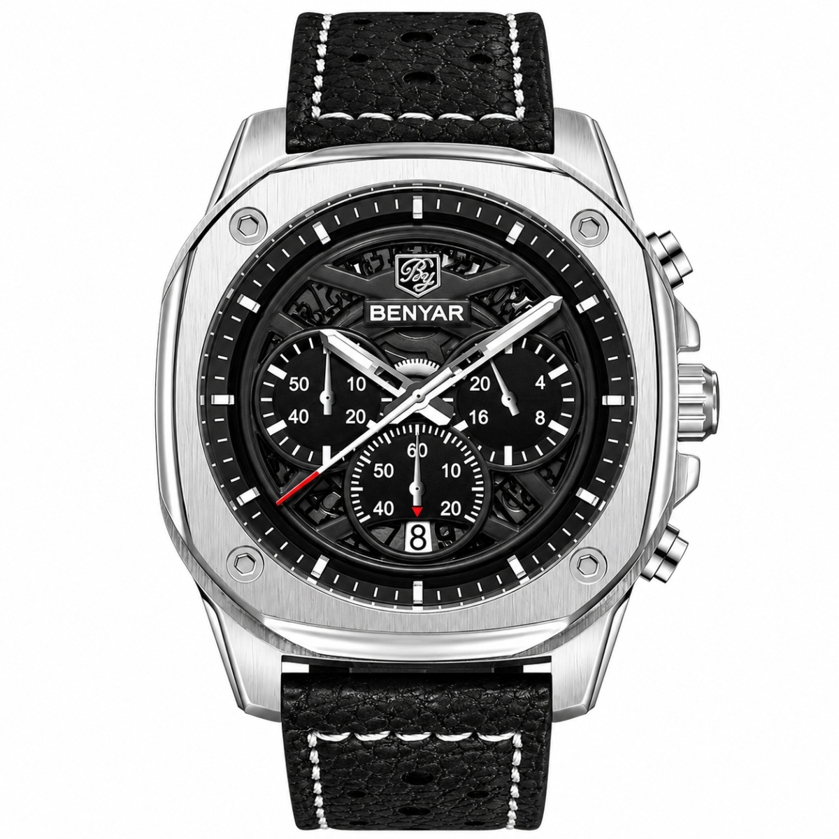 Чоловічий наручний годинник Benyar BY-5222 Black-Silver у класичному стилі зі сріблястим корпусом - Зображення 2