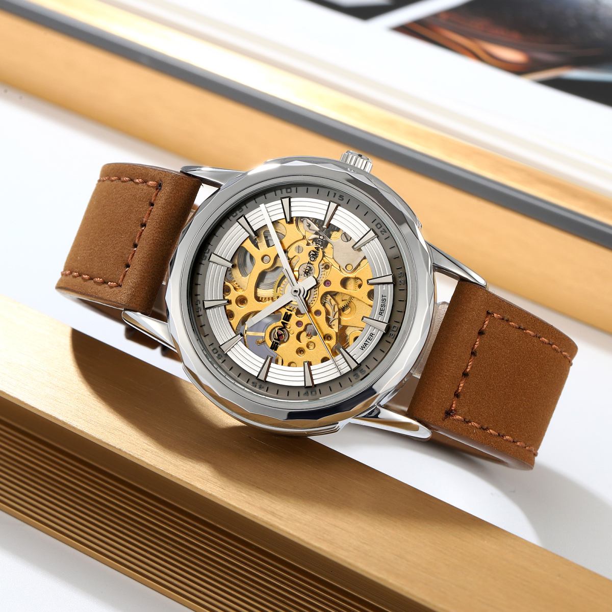 Skmei M035LSIDKBN Silver-Dark Brown Leather - Зображення 4