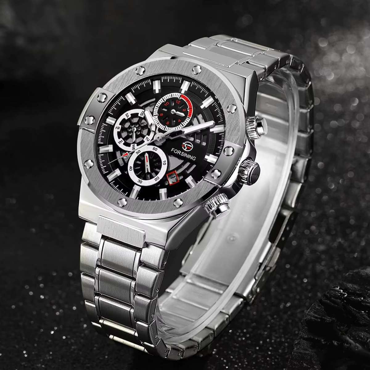 Forsining 6914 Silver-Black Steel - Зображення 8