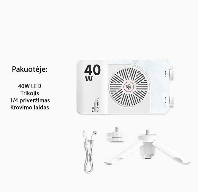 Портативний LED світильник 40W U-40 Bi-Color 2500–9000K CRI95+ з акумулятором та Power Bank - Зображення 6