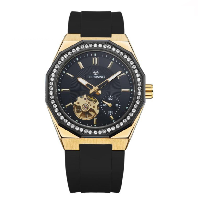 Наручний механічний годинник Forsining 8313 Black-Gold-Black - Зображення 2