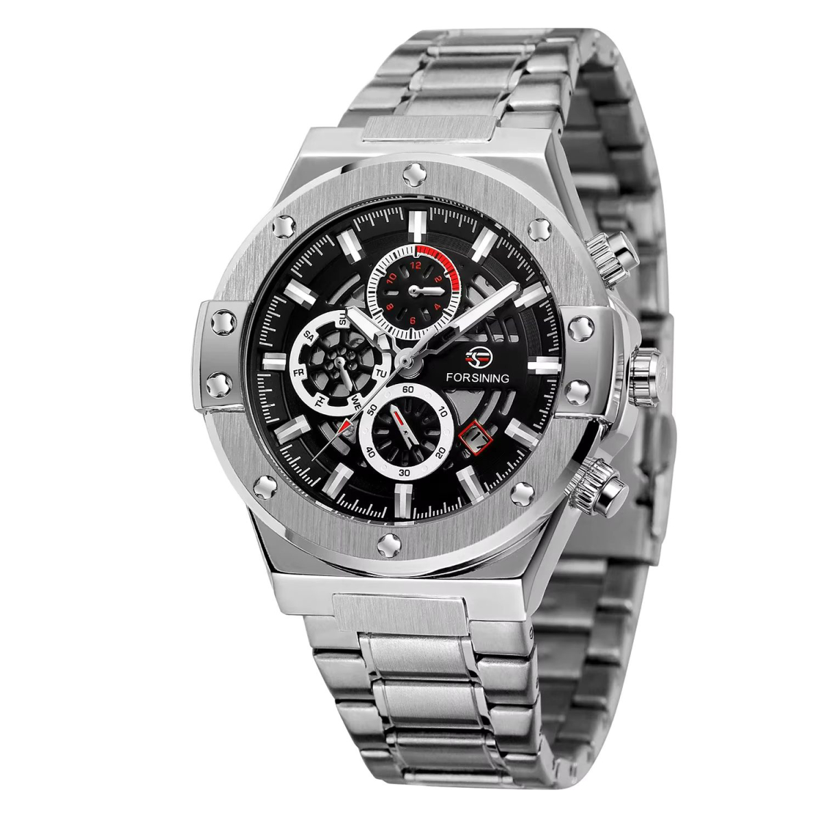 Forsining 6914 Silver-Black Steel - Зображення 2